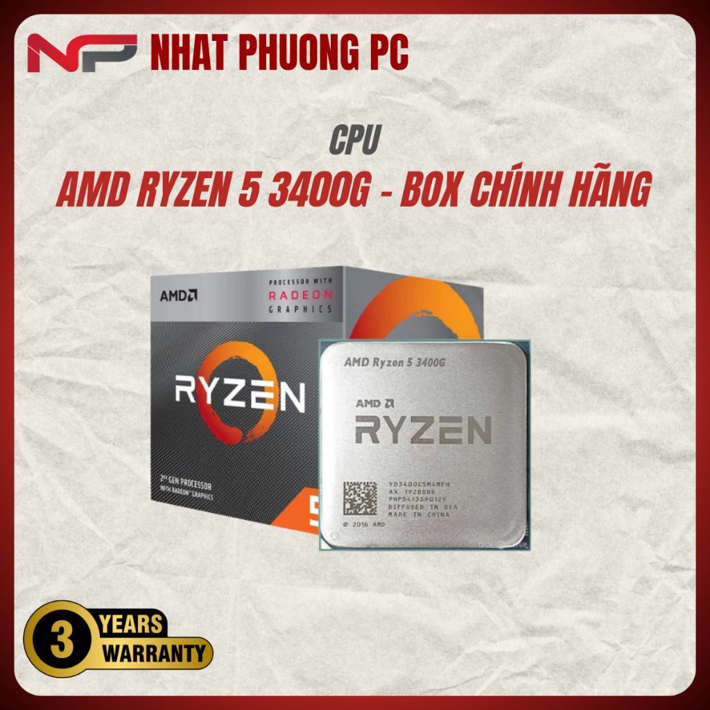 CPU AMD RYZEN 5 3400G BOX CHÍNH HÃNG NEW