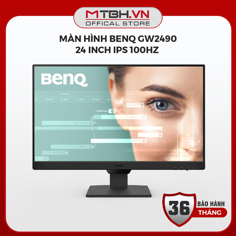 Màn Hình BenQ GW2490 24 Inch IPS 100Hz - Bảo Vệ Mắt, Viền Siêu Mỏng, Tích Hợp Loa