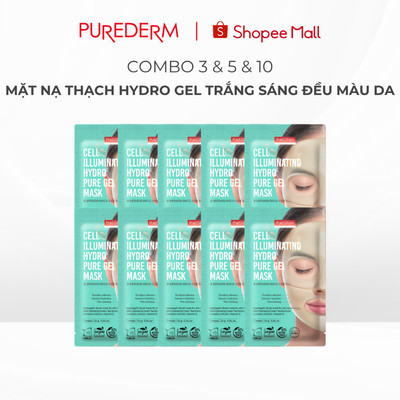 [COMBO] Mặt nạ thạch Hydro gel Purederm phục hồi, cấp ẩm, làm trắng sáng và đều màu da 24g (6973)