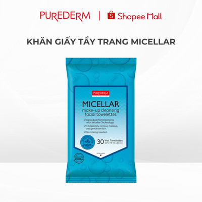 Khăn Tẩy Trang Purederm Micellar 30 Miếng AHA BHA Làm Sạch Sâu, Tiện Lợi Mang Theo