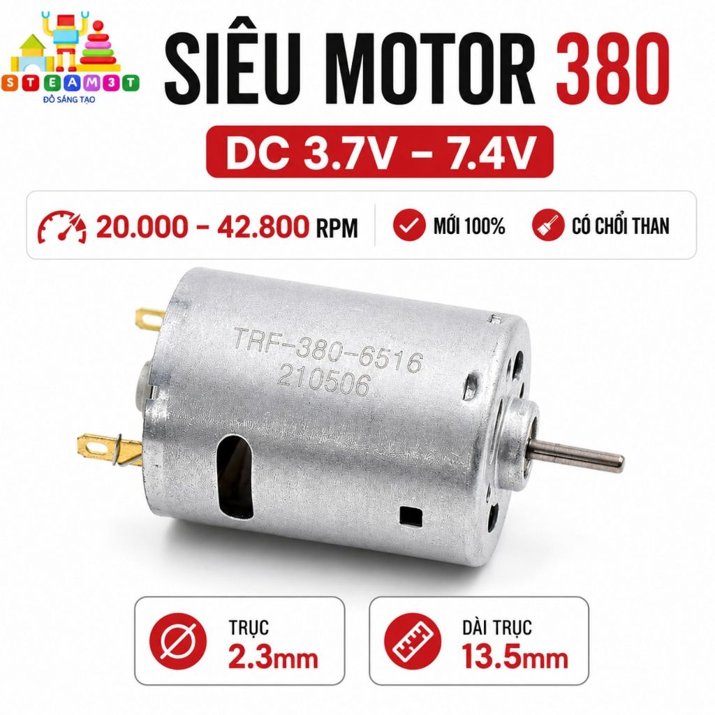 Siêu Motor 380 RC Chổi Than 3.7V 7.4V Tốc Độ Cao 45000 Vòng/phút, Cho Xe Ô Tô Điều Khiển Từ Xa Tàu T
