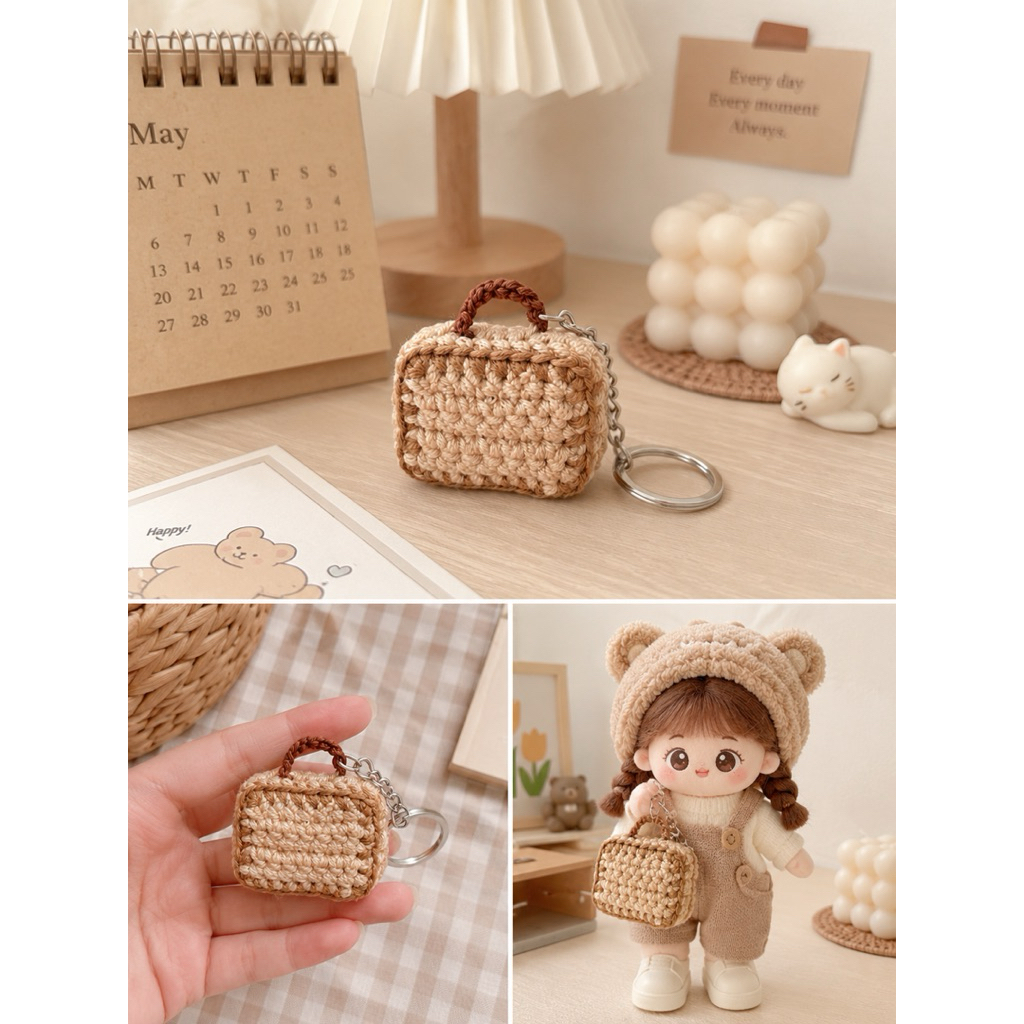 Móc Khóa Vali Len Mini Handmade – Vali Du Lịch Cute Decor Túi Xách, Quà Tặng Dễ Thương