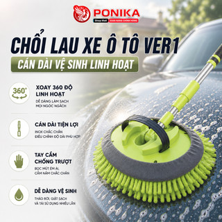 Chổi Lau Xe Oto PONIKA Cán Dài 3 Nấc Chuyên Dụng - Chổi Lau Xe Siêu Sạch Ver 1( Có Bán Lẻ Miếng Lau)