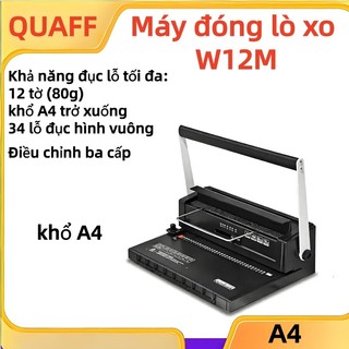 Máy đóng gáy vòng đôi khổ A4 Q-W12M – dùng cho gáy dây đôi, dành cho giấy, tập sách văn phòng, bước lỗ 3:1