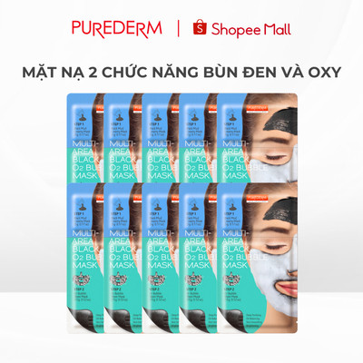 [COMB] Mặt nạ Sủi bọt Thải độc 2 chức năng Bùn đen & Oxy Purederm sạch sâu, mờ thâm, phù hợp cho da dầu, mụn đầu đen 20g