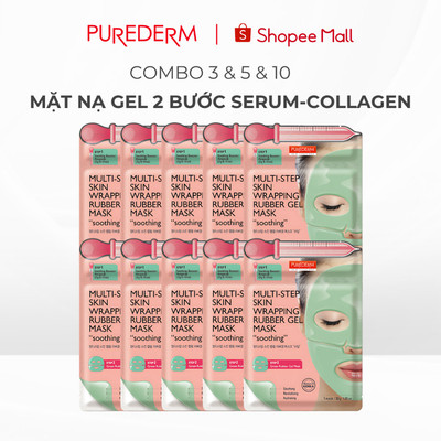 [COMBO] Mặt nạ Gel 2 Bước Purederm, Tinh chất Serum Keo Ong Xanh, Giảm Sưng, Giảm Viêm Phục hồi làn da, đặc biệt da mụn