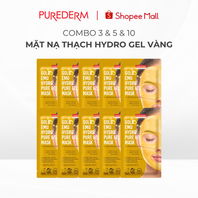 [COMBO] Mặt Nạ Thạch Hydro Gel Vàng Purederm Dầu Emu Dưỡng Ẩm, Phục Hồi & Nuôi Dưỡng Da 24g (3911)