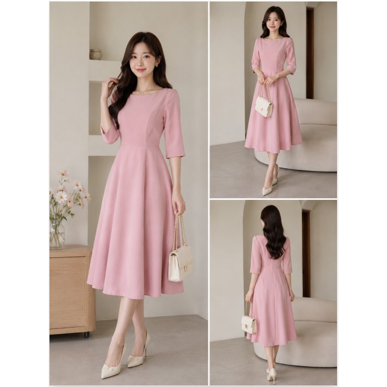 Đầm hồng brand nhà Tutustore szS thanh lịch