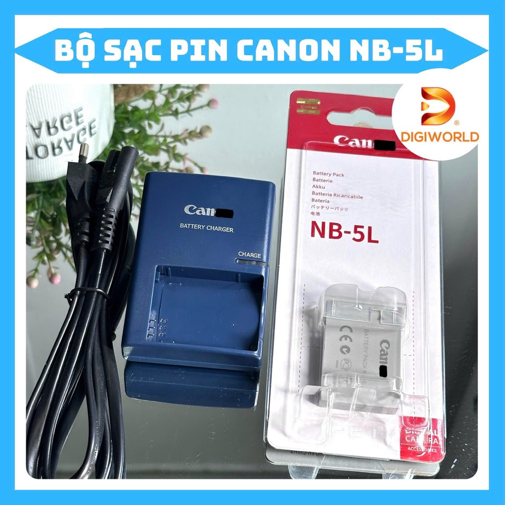 Bộ Sạc Pin Canon NB-5L dùng cho PowerShot ➡️ SX200 IS, SX210 IS, SX220 HS, SX230 HS, IXY Digital 910