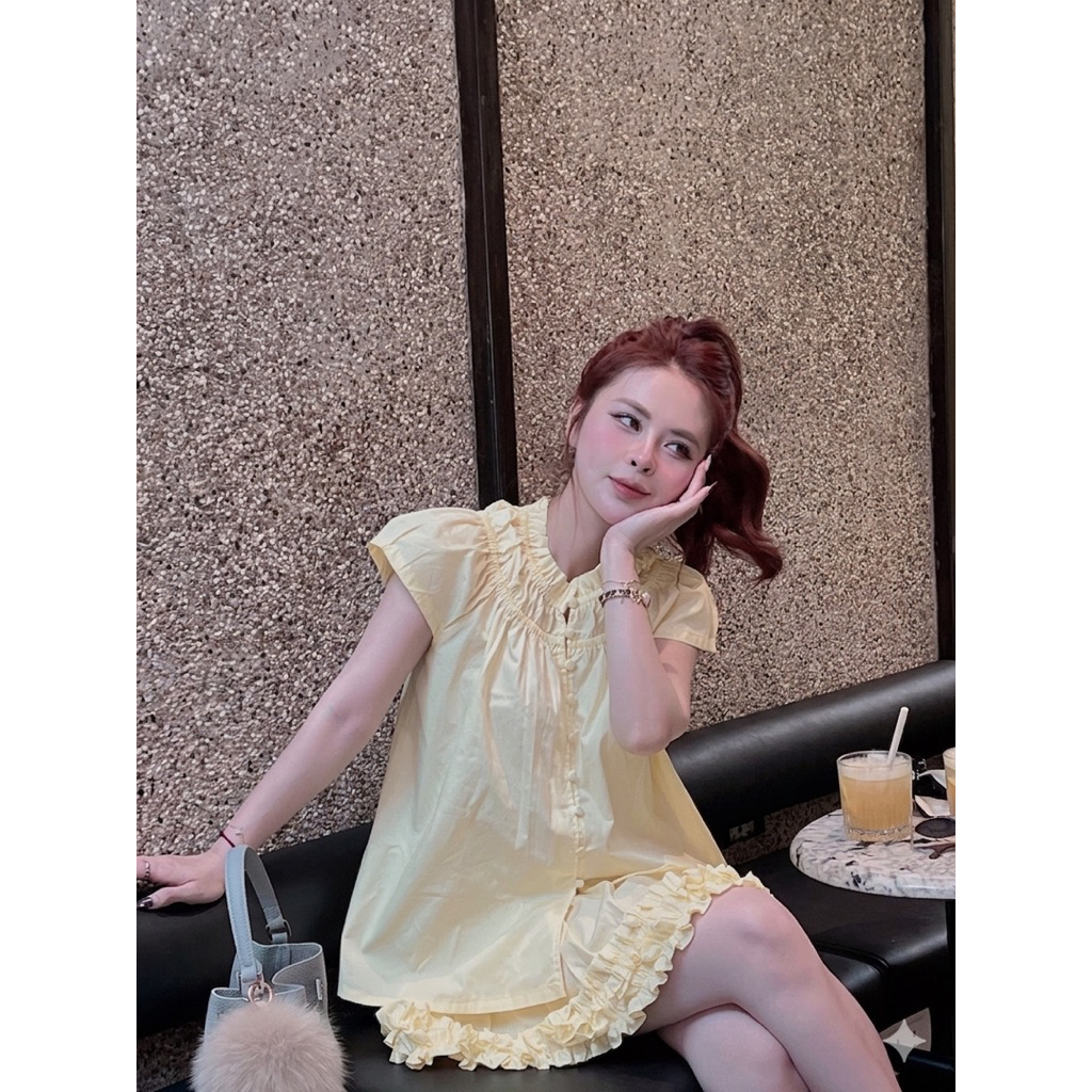 (Hàng loại 1) Set áo babydoll nhún kèm chân váy tầng bèo BABI SET | BigBuy360 - bigbuy360.vn
