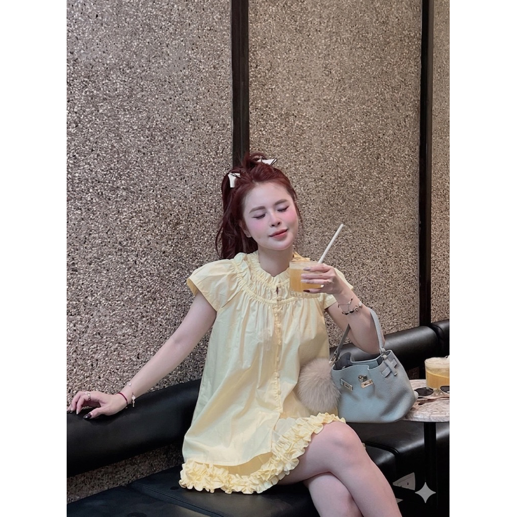 (Hàng loại 1) Set áo babydoll nhún kèm chân váy tầng bèo BABI SET | BigBuy360 - bigbuy360.vn