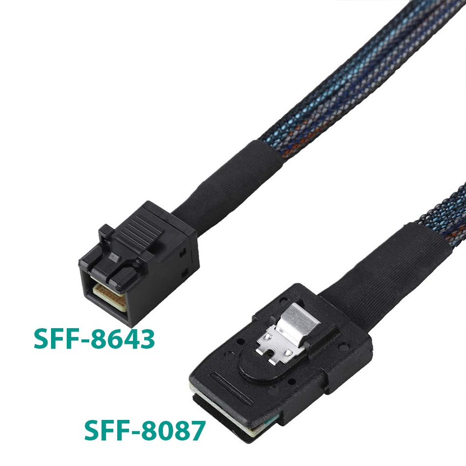 Cáp Mini SAS SFF-8087 to SFF-8643 tốc độ 12Gbps, 0.8M. Cho server workstation nối mainboard, card ra