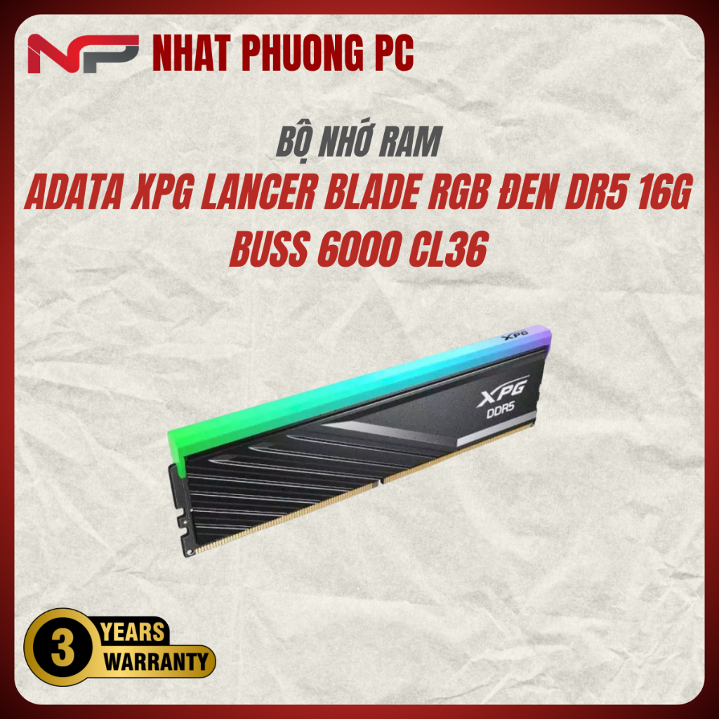 RAM ADATA XPG LANCER BLADE RGB ĐEN DR5 16G BUSS 6000 NEW CL36
