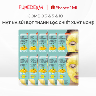 [COMBO] Mặt Nạ Sủi Bọt Nghệ Purederm Làm Sạch Sâu, Sáng Da, Mờ Thâm, Dành Cho Da Dầu & Da Mụn