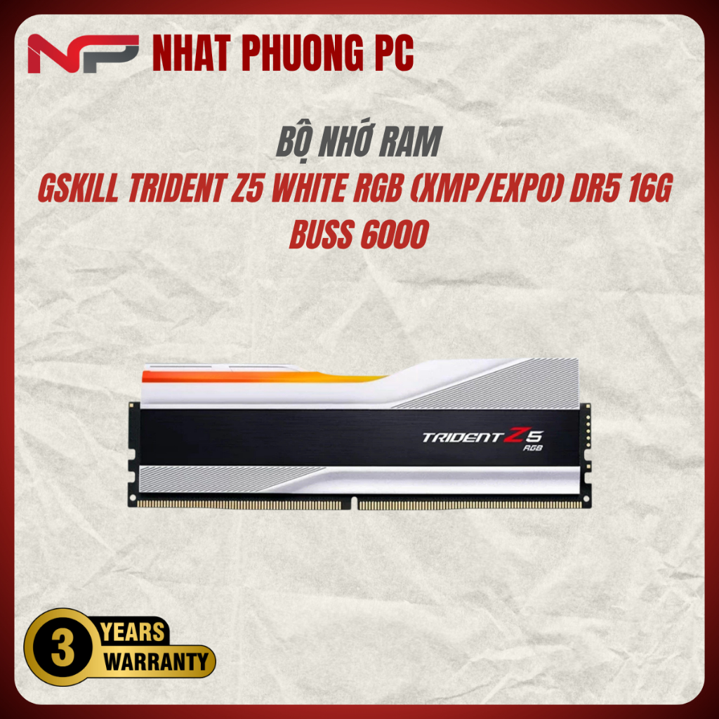 RAM GSKILL TRIDENT Z5 WHITE RGB (XMP/EXPO) DR5 16G BUSS 6000 NEW
