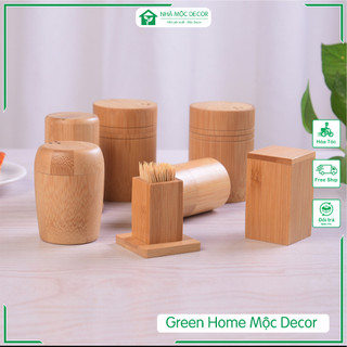 Lọ Đựng Tăm Gỗ Tre Nhà Mộc Decor Phong Cánh Nhật Bản Dùng Cho Gia Đình, Nhà Hàng, Quán Ăn vv...
