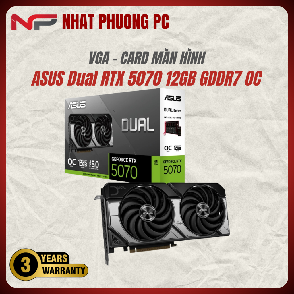VGA ASUS Dual RTX 5070 12GB GDDR7 OC (DUAL-RTX5070-O12G)
