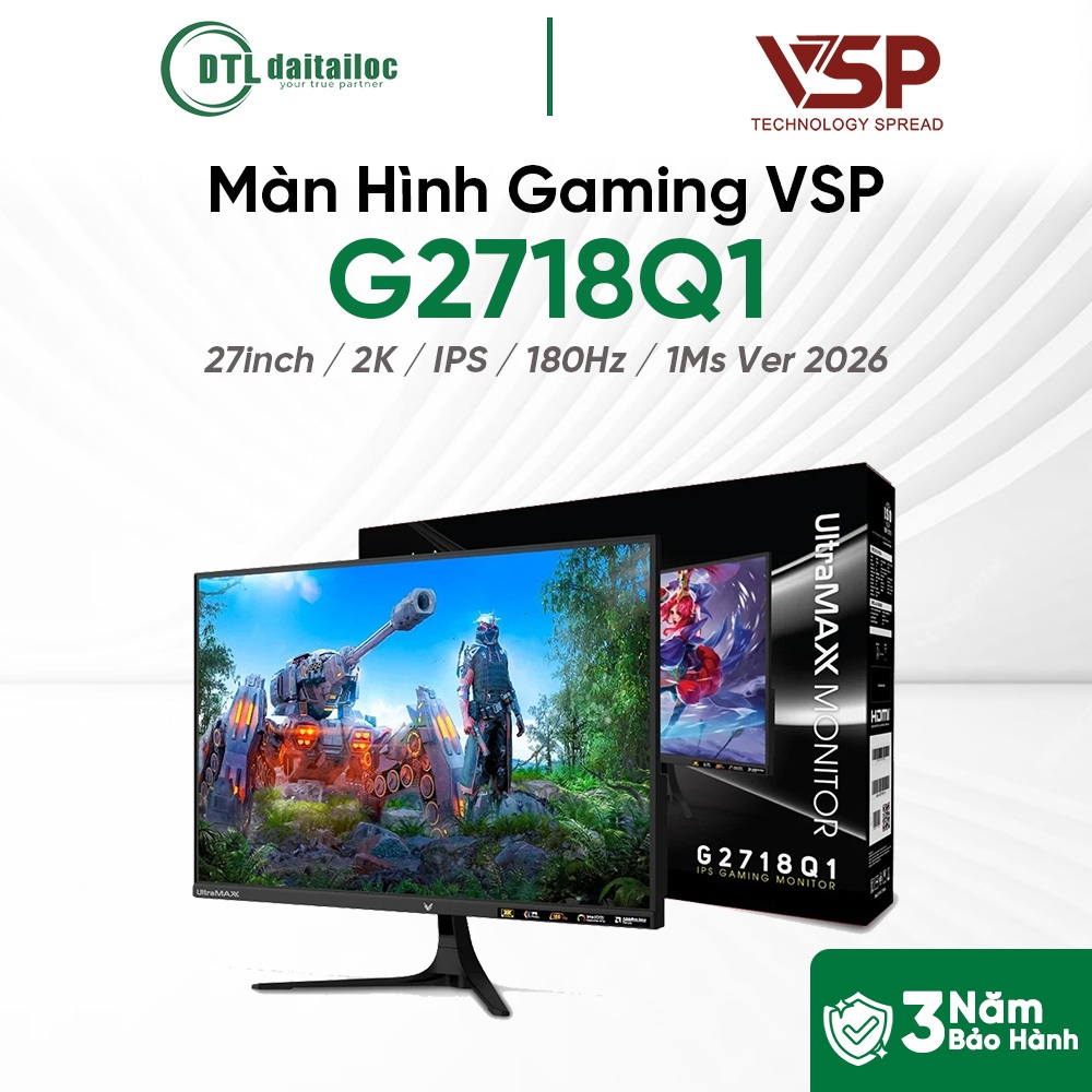 Màn Hình Gaming VSP G2718Q1 27inch 2K IPS 180Hz 1Ms Ver 2026 | Chính Hãng | Bảo Hành 36 Tháng