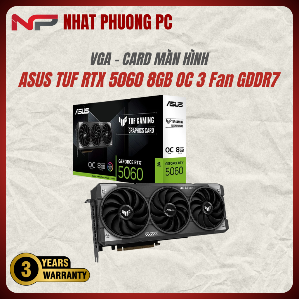 VGA ASUS TUF Gaming GeForce RTX 5060 8GB OC 3 Fan GDDR7