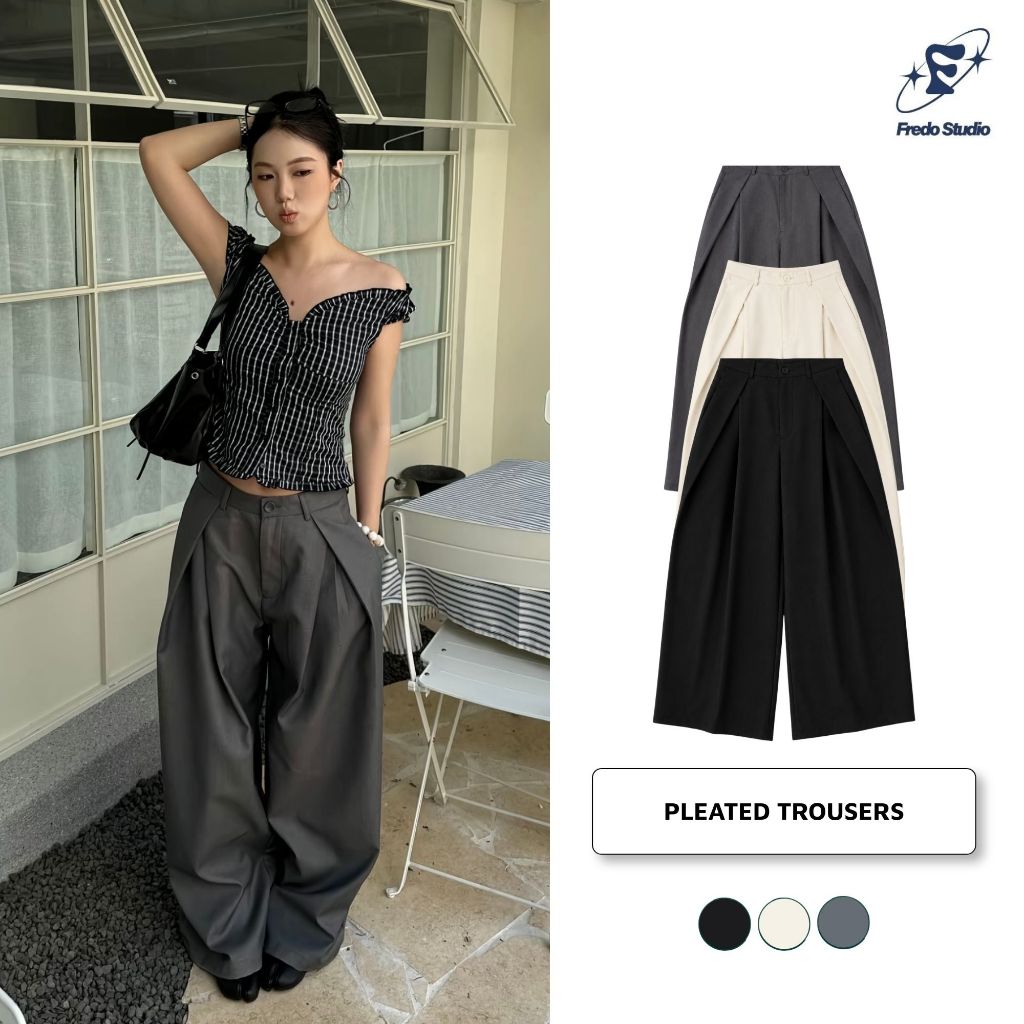 [MATEREELS x Fredo] Quần Xếp Ly EXTRA VOLUME Pleated Trousers Vải Twill, Quần Âu Ly Chéo To Ống Bí H