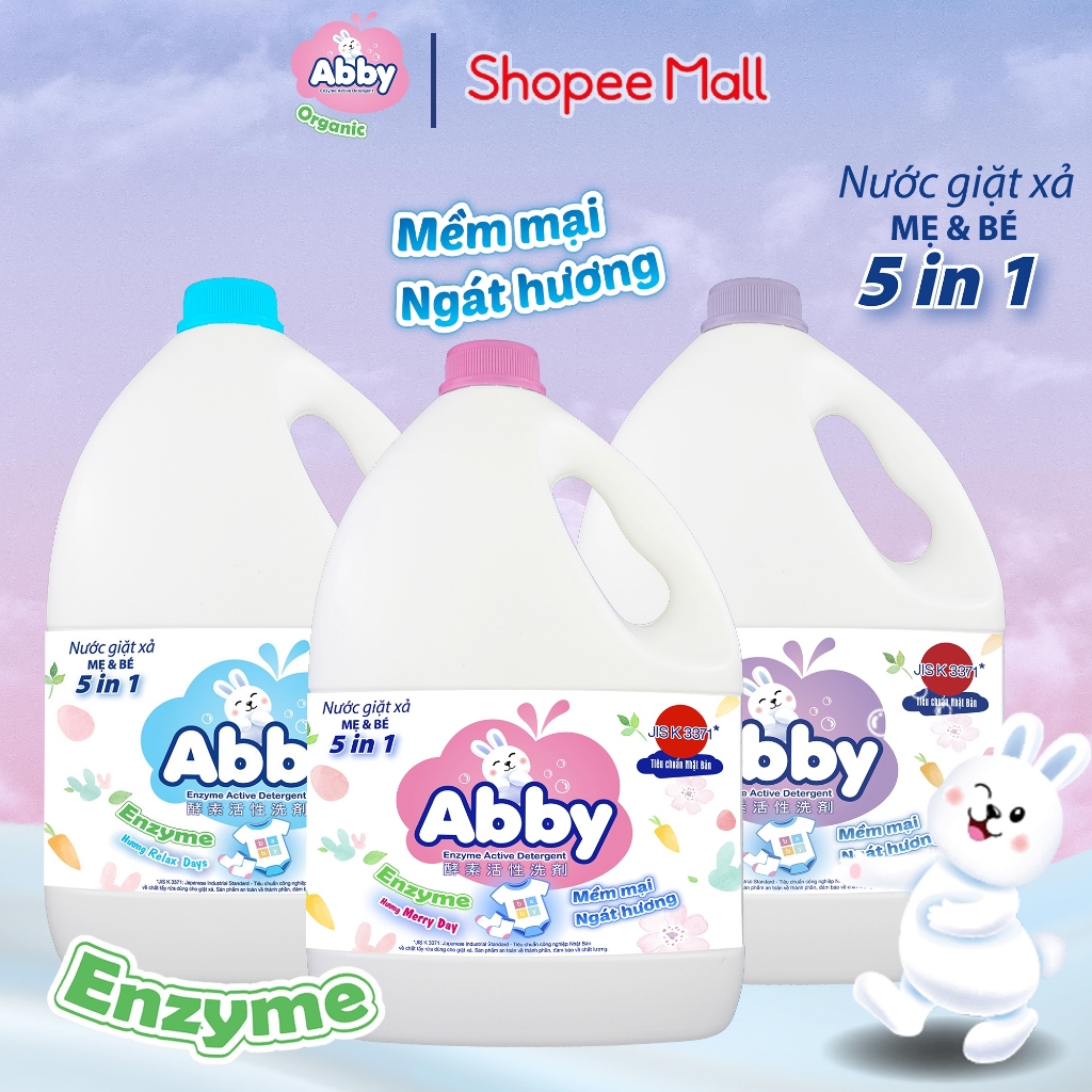 Nước Giặt Xả ABBY Organic 3000ml – Dịu Nhẹ, Không Hóa Chất, An Toàn Cho Da Nhạy Cảm