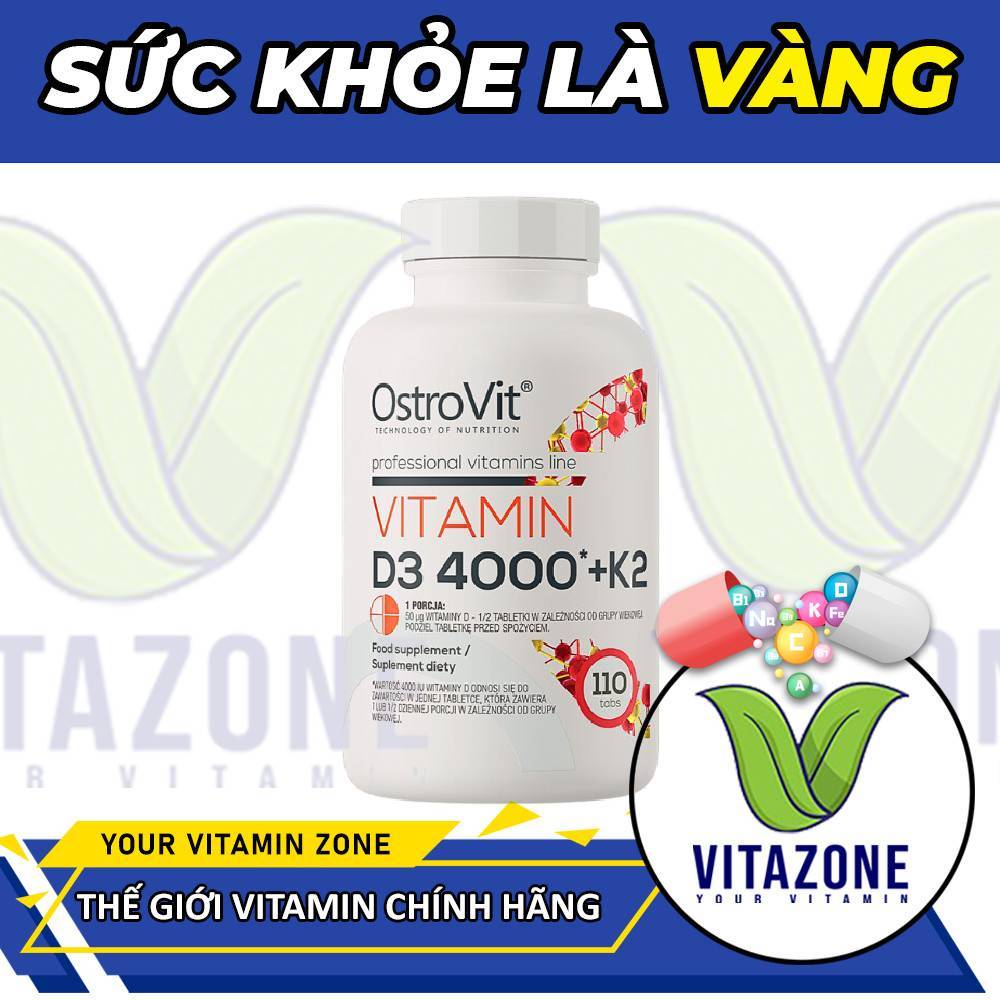 Ostrovit Vitamin D3 4000iu + K2 100mcg - Thực Phẩm Bổ Sung Vitamin Khoáng Chất