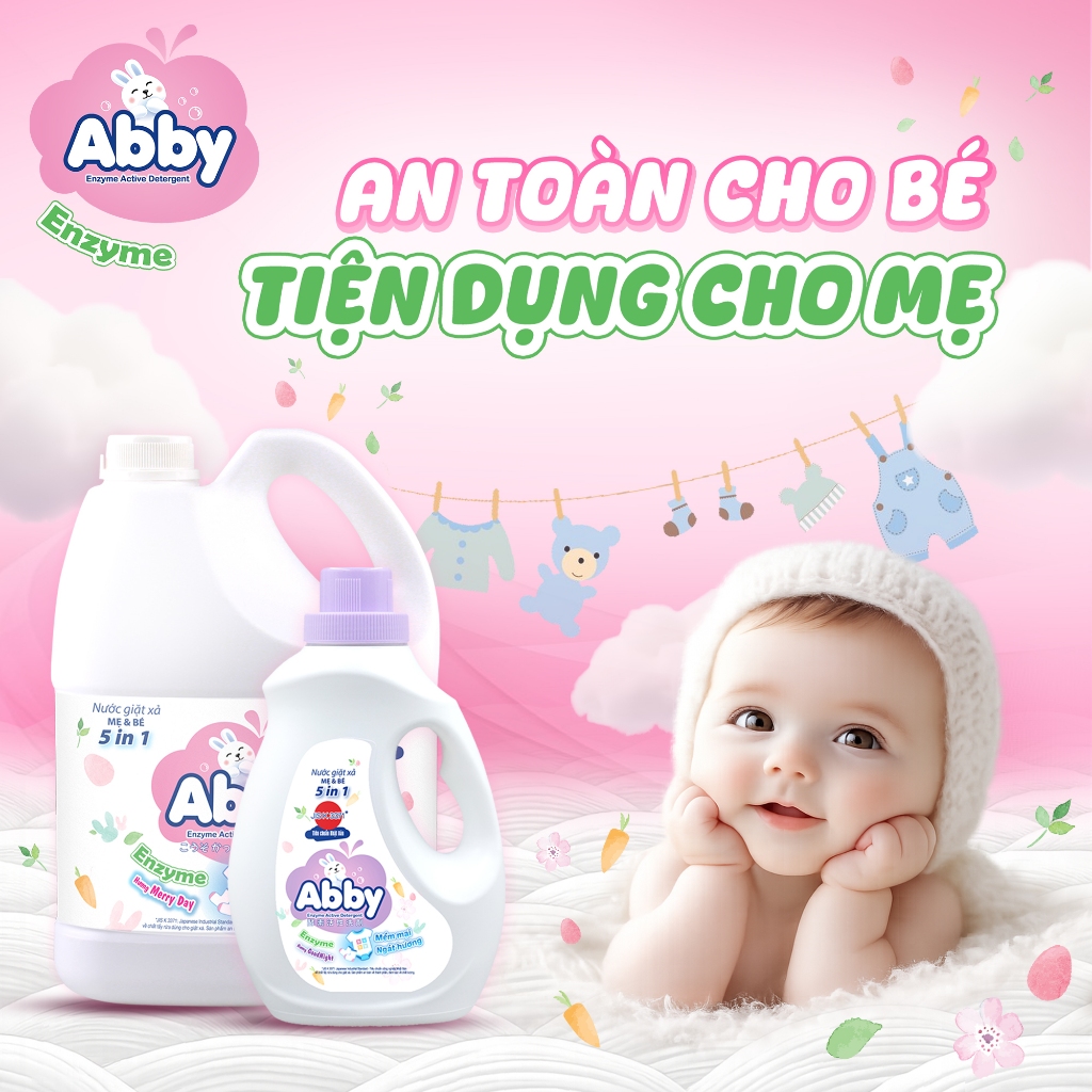 Nước Giặt Xả Combo 2 ABBY can 3000ml– Công Nghệ Enzyme, An Toàn Dịu Nhẹ, Làm Sạch Hiệu Quả