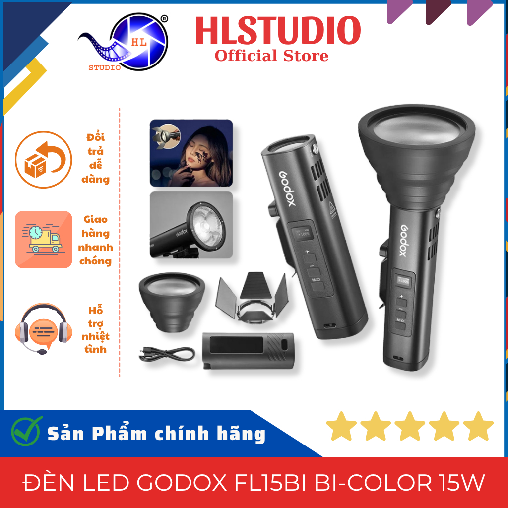 Đèn Led Cầm Tay Godox FL15Bi 15W Bi-Color 2800K-6500K HL Studio