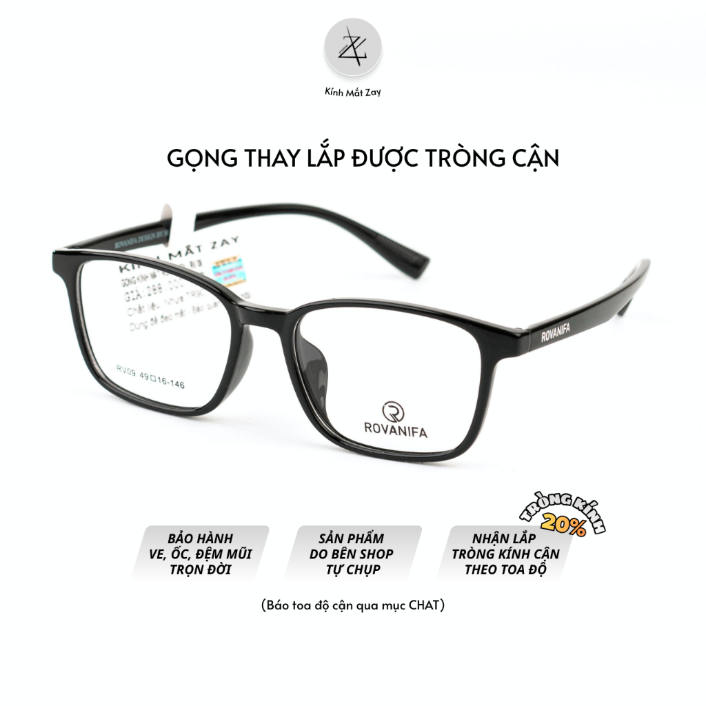 Gọng kính ROVANIFA RV09 dáng vuông TR90 chính hãng