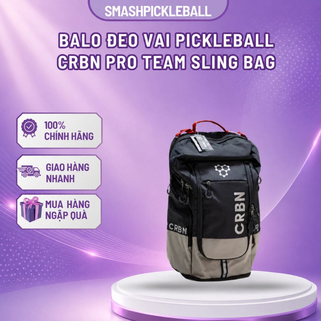 Balo Đeo Vai Pickleball CRBN Pro Team Sling Bag Chính Hãng – Nhẹ, Rộng Rãi, Tiện Dụng & Chống Thấm