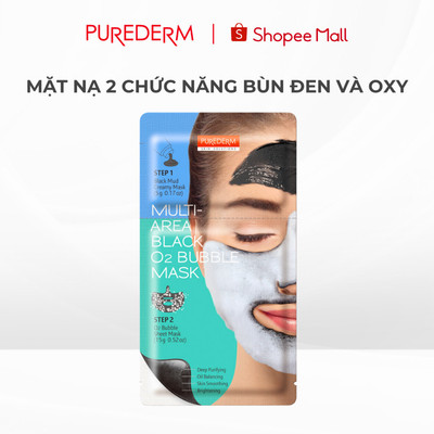 Mặt nạ Sủi bọt Thải độc 2 chức năng Bùn đen & Oxy Purederm sạch sâu, mờ thâm, phù hợp cho da dầu, mụn đầu đen 20g