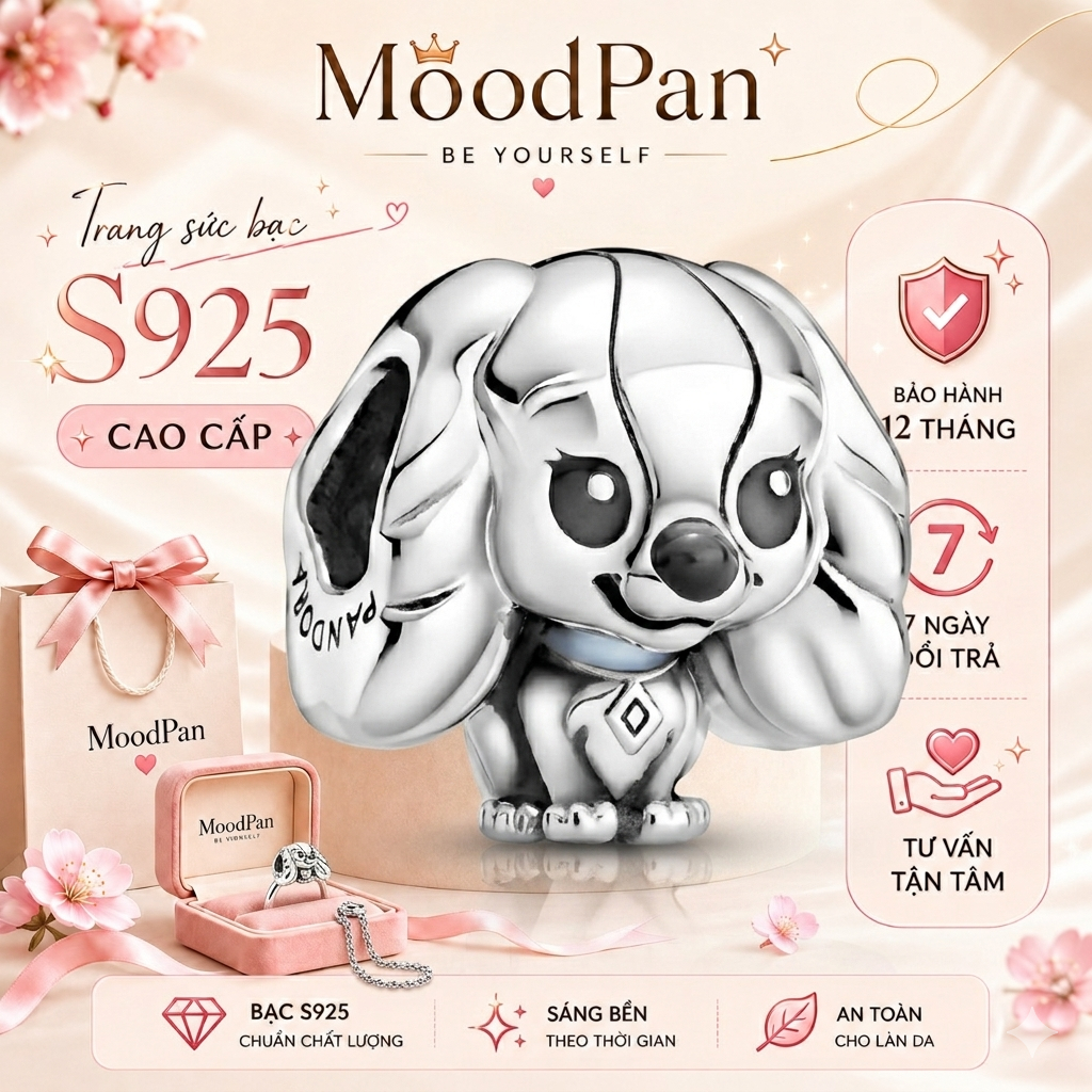 Charm bạc S925 Padora hình Dama Disney-1415 Disney