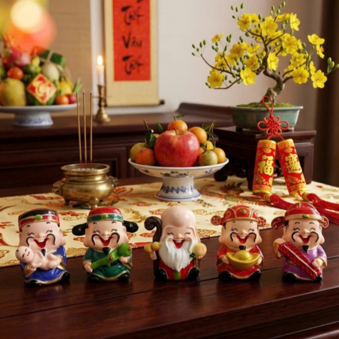 (Hàng cao cấp) Tượng Ngũ Phúc Lâm Môn 6cm