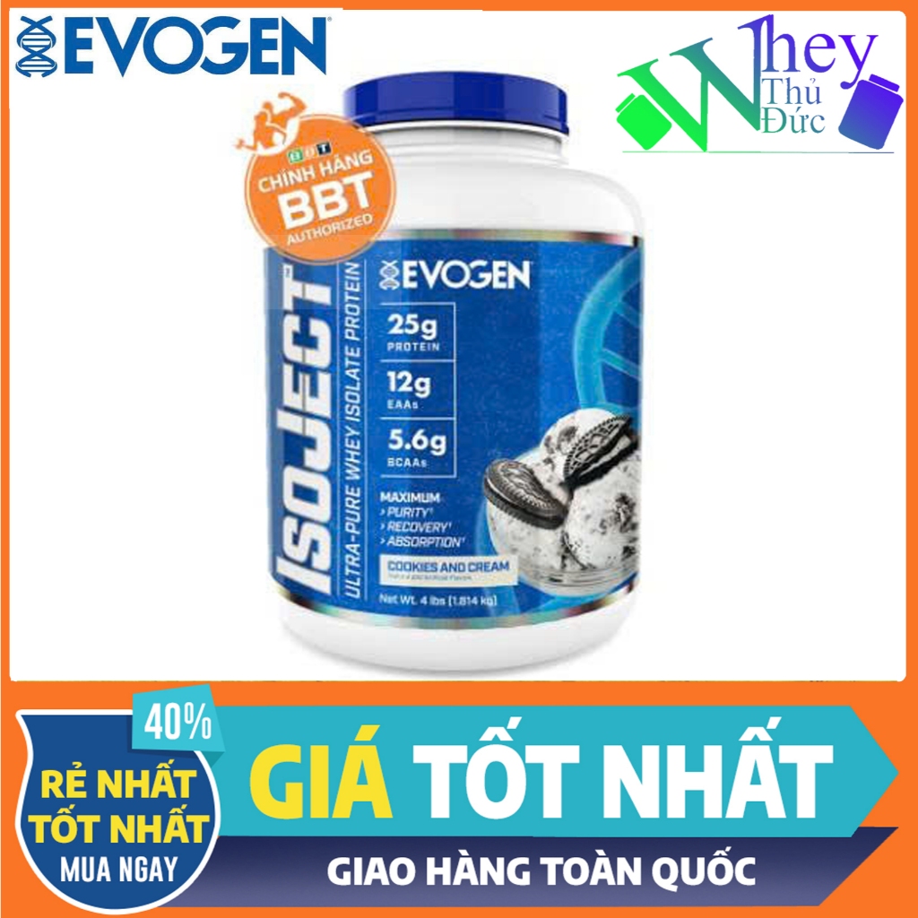 Evogen IsoJect Whey Protein (1.8kg 55sv), Sữa Đạm 100% Whey Protein Isolate Hấp Thu Nhanh