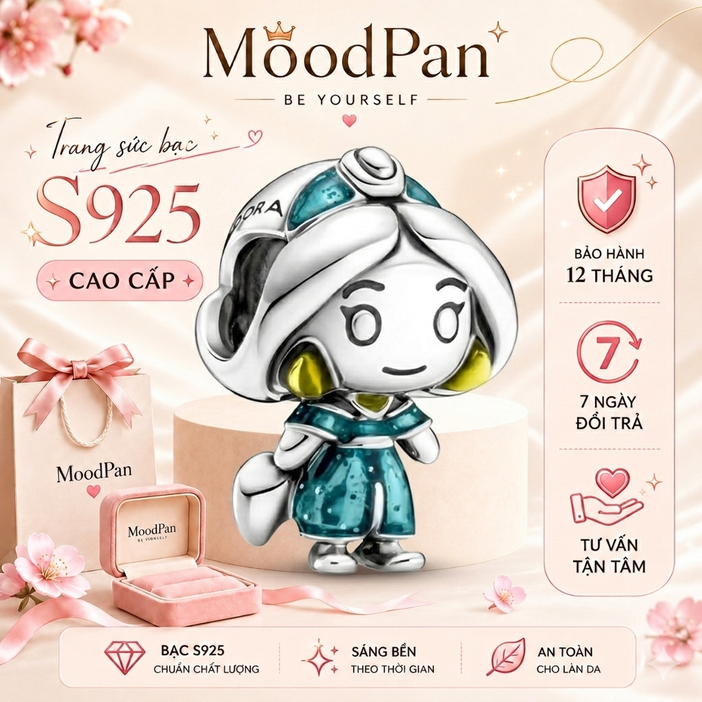 Charm bạc S925 Padora  Disney nàng công chúa tóc mây Rapunze-1419 Disney