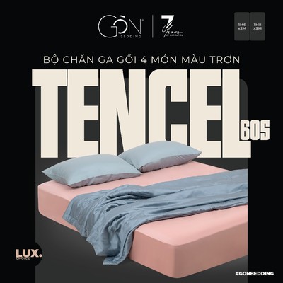 Bộ Chăn Ga Gối Phối Màu 4 Món Gòn Bedding Lụa Tencel 60s Cao Cấp 1m6x2m | 1m8x2m