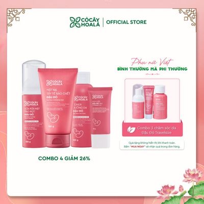 [HỎA TỐC] COMBO Sữa Rửa Mặt, Tẩy Da Chết, Toner Và Kem Lười Đậu Đỏ Giúp Dưỡng Da Sáng Mịn (Cho Mọi Loại Da)
