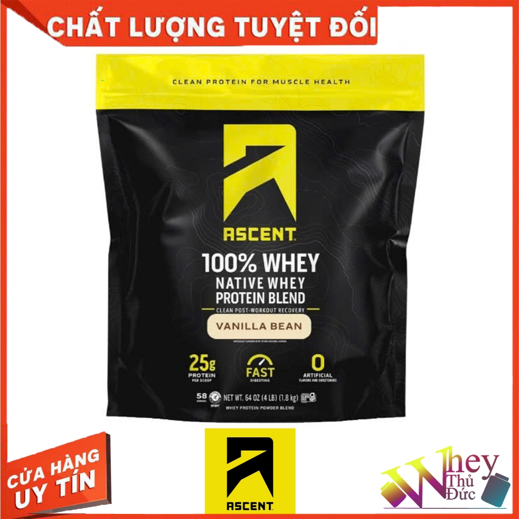 Whey Protein Ascent Native (4lbs) hỗ trợ tăng cơ, giảm mỡ và kiểm soát chế độ ăn