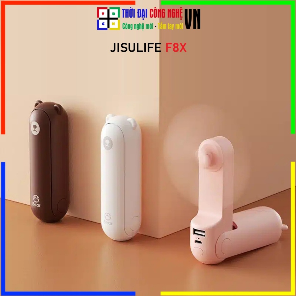 Quạt Cầm Tay Mini JISULIFE F8X Pin 4500mAh Đa Năng 3 Trong 1 - Bảo Hành 12 Tháng Chính Hãng - Quạt T