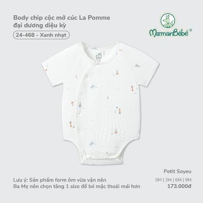 (TĂNG 1 SIZE) Body chip cộc mở cúc La Pomme đại dương diệu kỳ - Sợi Petit Soyeu thoáng mát – Bé trai/gái - 0M - 9M