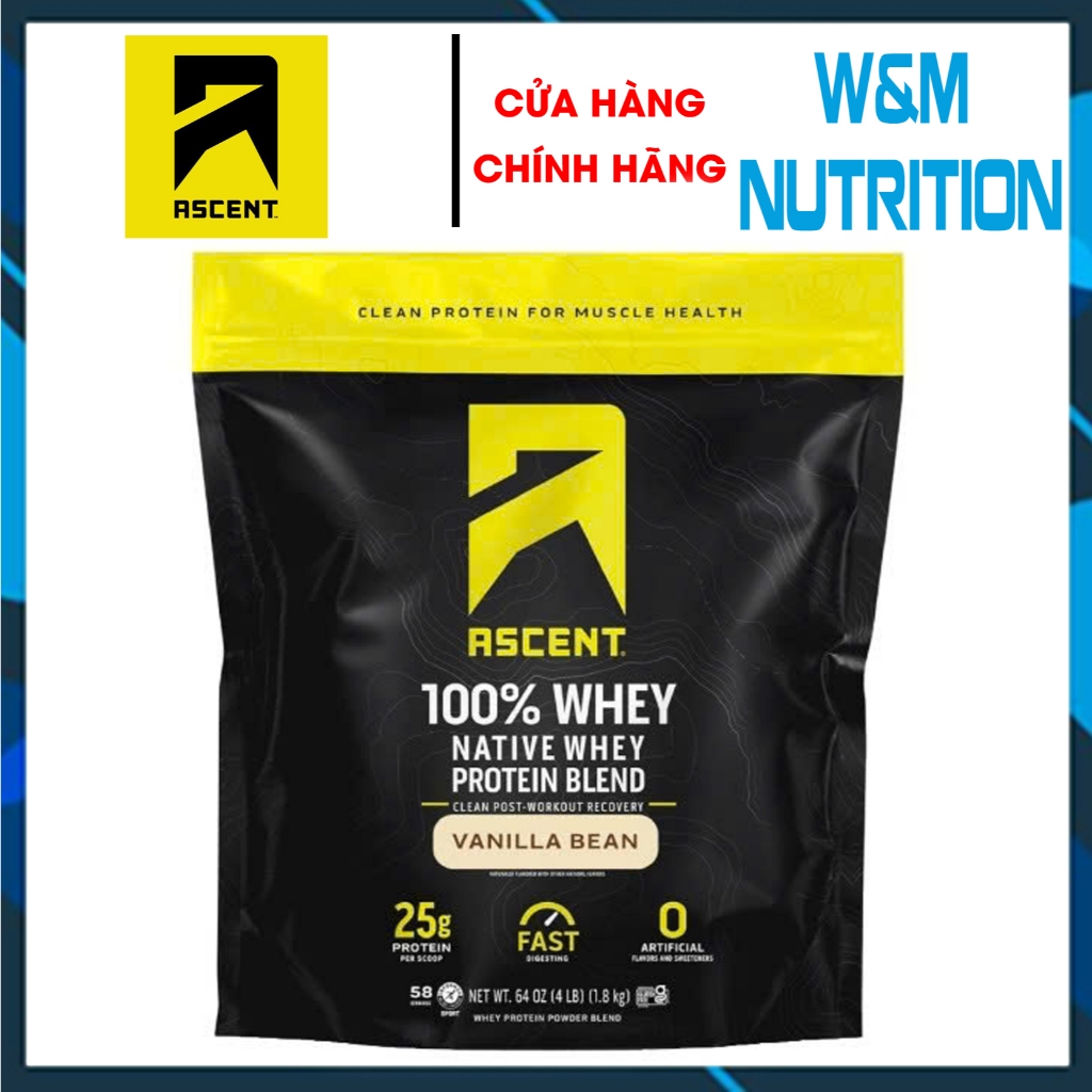 Whey Protein Ascent Native (4lbs) hỗ trợ tăng cơ, giảm mỡ và kiểm soát chế độ ăn