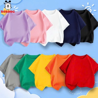 Áo phông bé trai bé gái BOBDOG, áo thun trơn basic dáng suông, cổ tròn, áo cộc tay chất thun cotton mỏng mát cho bé