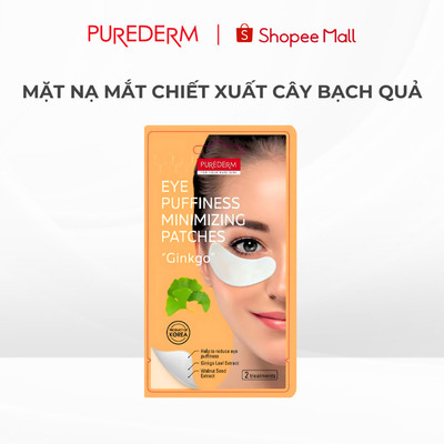 Mặt Nạ Mắt Giảm Bọng Mắt Purederm Chiết xuất Cây Bạch Quả, dạng dán đắp qua đêm không gây kích ứng da 4 miếng 10g