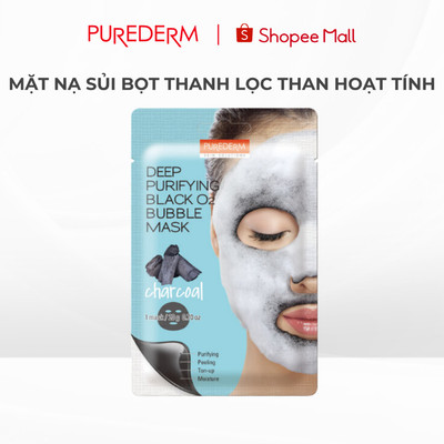Mặt Nạ Sủi Bọt Purederm Than Hoạt Tính Thanh Lọc Da, Giảm Mụn Đầu Đen, Sáng Da Cho Da Hỗn Hợp