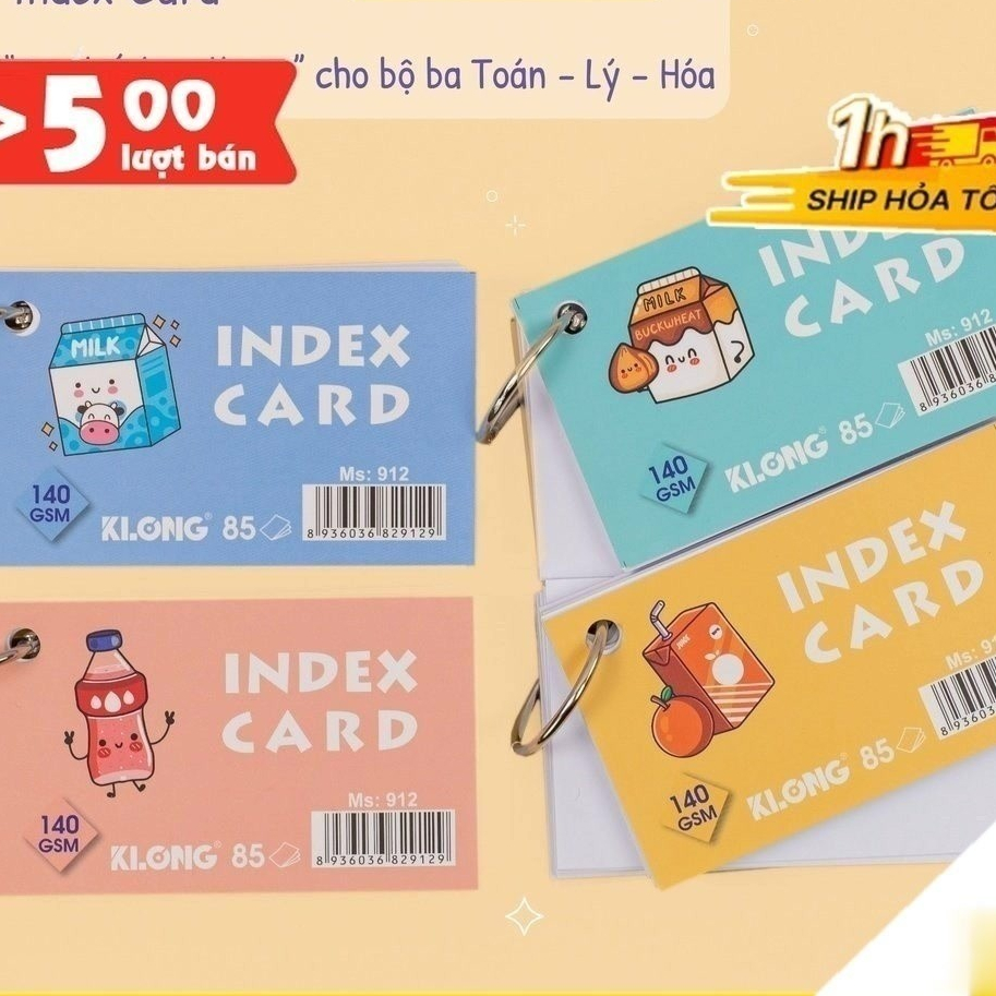[Top Value] Tập thẻ Index Card Klong Ms 912 [Chọn Màu] học ngoại ngữ dày dặn Sổ KLONG, thẻ flashcard