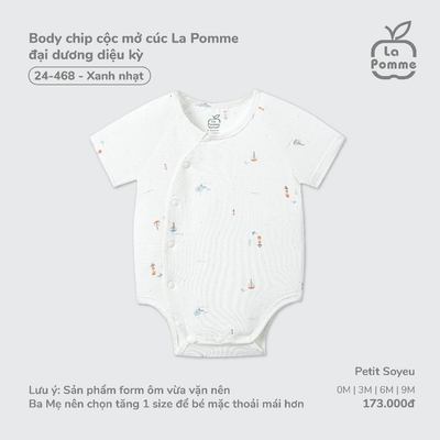(TĂNG 1 SIZE) Body chip cộc mở cúc La Pomme đại dương diệu kỳ - Sợi Petit Soyeu thoáng mát – Bé trai/gái - 0M - 9M