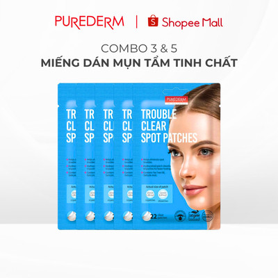 [COMBO 3 & 5] Miếng dán Tràm trà Purederm trị mụn, Gom còi mụn, Giảm sưng và vết thâm, miếng dán mụn 22 miếng.