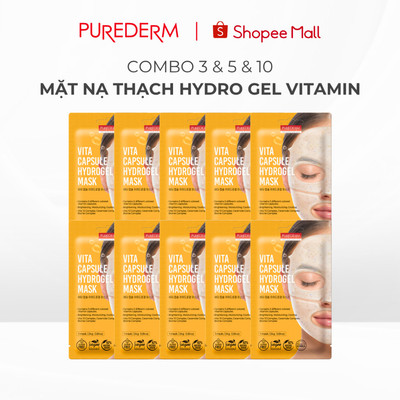 [COMBO] Mặt Nạ Thạch Hydro Gel Purederm Vitamin C & E Dưỡng Sáng, Cấp Ẩm Phù Hợp Cho mọi loại da 24g (4134)