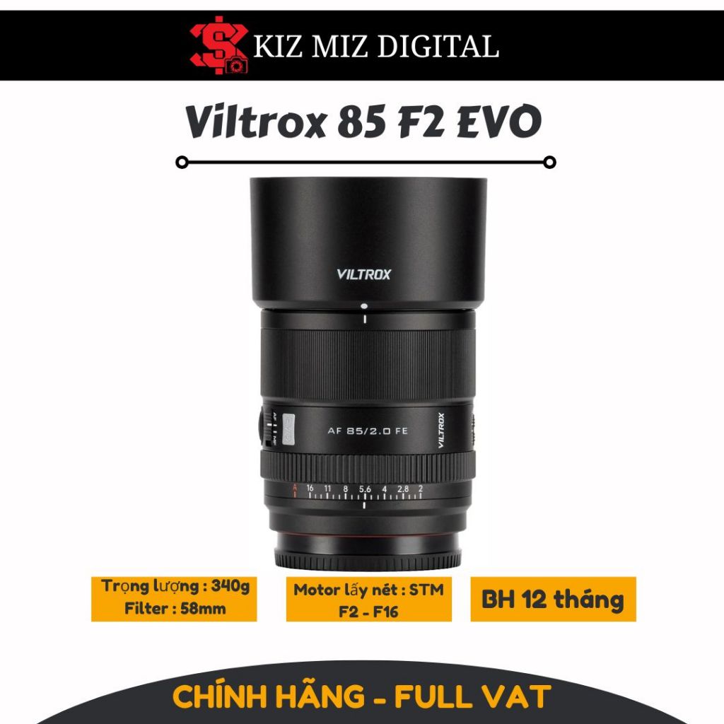 Ống kính Viltrox 85 F2 EVO hàng chính hãng, bảo hành 12 tháng