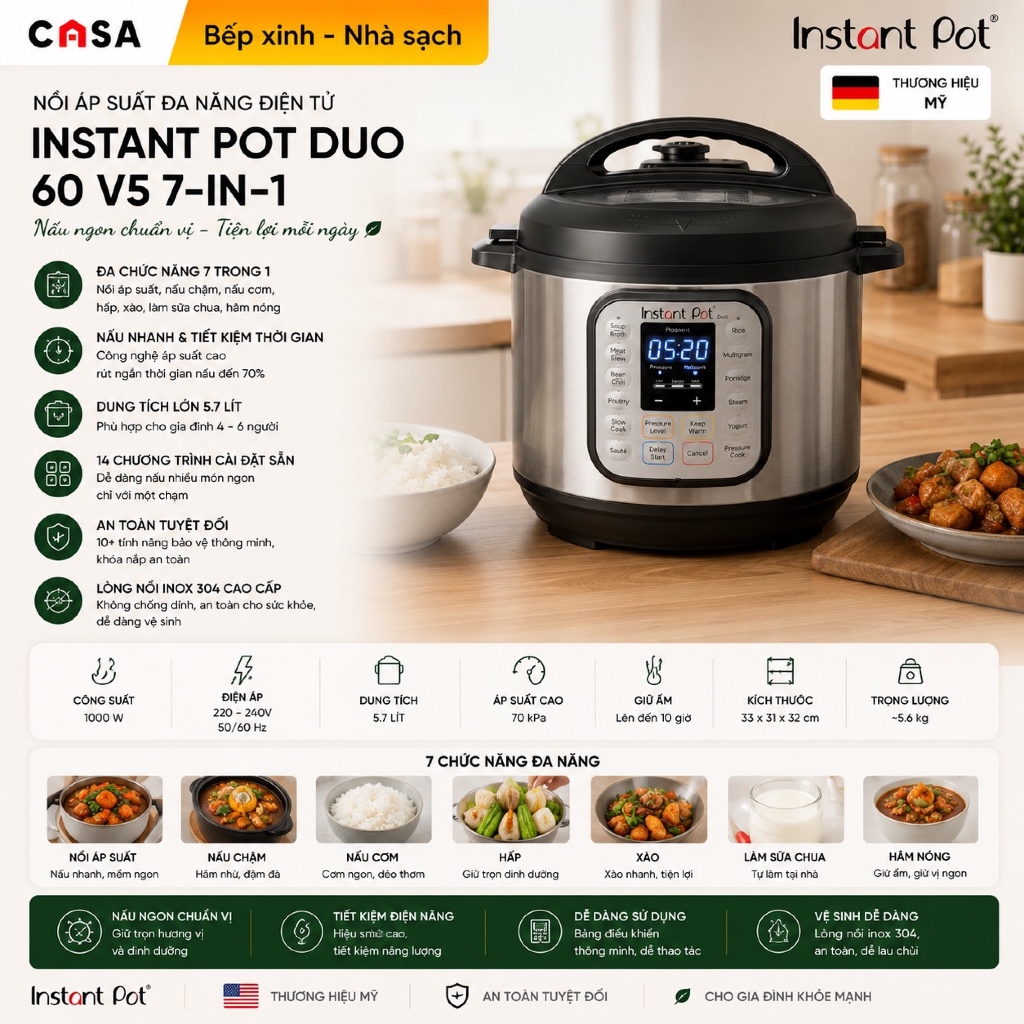 Nồi Áp Suất INSTANT POT DUO 60 V5 7-IN-1